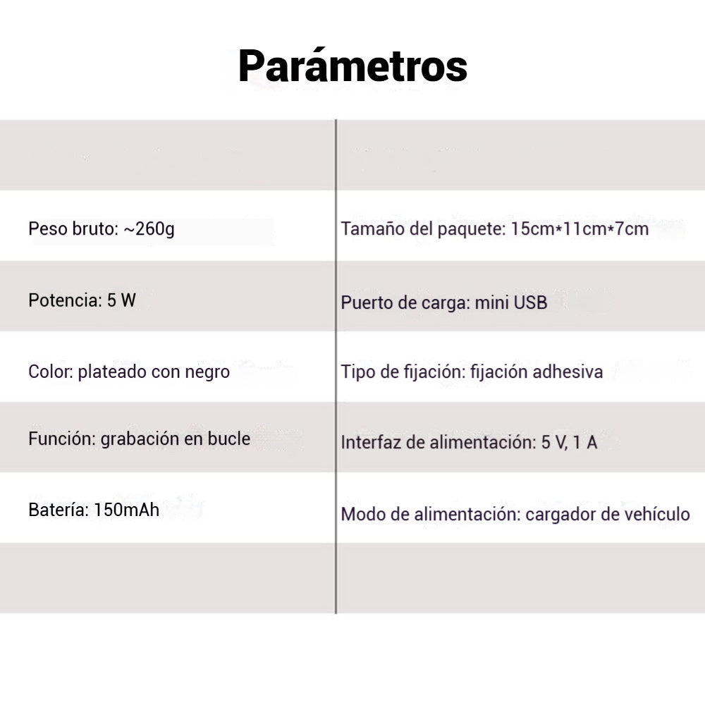 Cámara de visión triple (delantera y trasera + interior)
