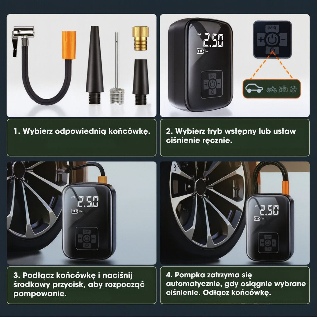 AirGo Pro® - Przenośna elektryczna pompka powietrza