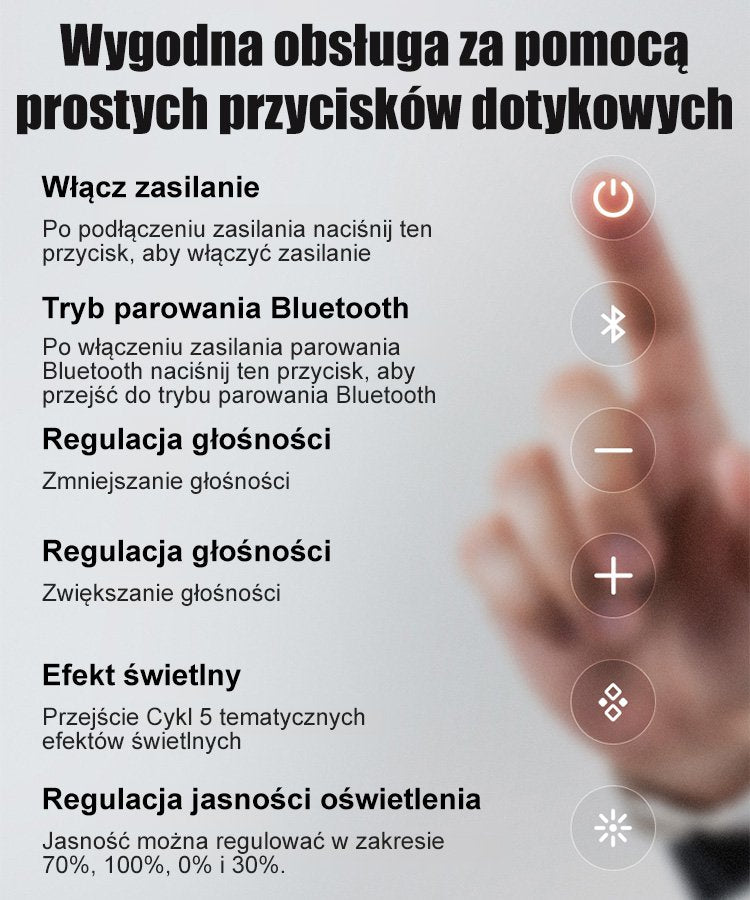 Nowe oszklone kolorowe światło bluetooth stereo